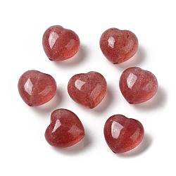 Cuentas de cuarzo fresa natural, corazón, 11.5x12~12.5x7.5~8.5mm, agujero: 1~1.2 mm
