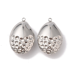 304 Stainless Steel Pendants, Teardrop Charm, Stainless Steel Color, 39x25x12mm, Hole: 3mm