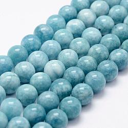 Billes de perles d'amazonite imitation en jade blanc naturel, ronde, teinte, 8mm, Trou: 1mm, Environ 48 pcs/chapelet, 15.1 pouce
