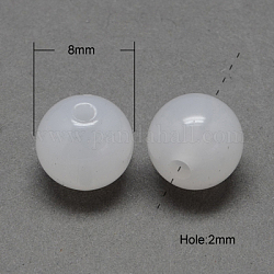 Perline acriliche imitazione giada, tondo, bianco, 8mm, Foro: 2 mm, circa 1666pcs/500g