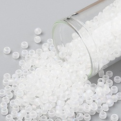 Toho perline rotonde, perline giapponesi, (161f) cristallo trasparente ab frost, 8/0, 3mm, Foro: 1 mm, circa 222pcs/10g