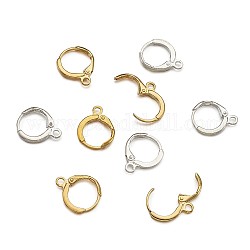 Brass Hoop Earring Findings, Ring, Nickel Free, Golden & Silver, 14.5~15x11.5~12.5mm, Hole: 2mm, Pin: 1~2mm, 2pcs/color, 12pcs/set