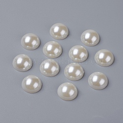 Cúpula semicubierta imitada perla cabochons acrílico, blanco cremoso, 16x8mm