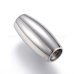 304 Magnetverschluss aus Edelstahl mit Klebeenden, Fass, Edelstahl Farbe, 14x7 mm, Bohrung: 4 mm