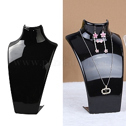 Plastic Bust Necklace Display Stands, Jewelry Holder for Necklace, Earring Storage, Black, 18.5x11.85x30cm
