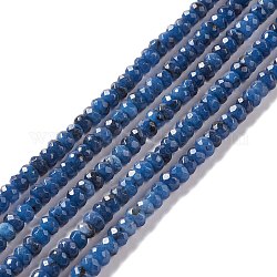 Jaspe de sésamo natural teñido/hebras de cuentas de rondelle de jaspe de kiwi, facetados, azul marino, 6x4mm, agujero: 1 mm, aproximamente 87 pcs / cadena, 14.76~15.16 pulgada (37.5~38.5 cm)
