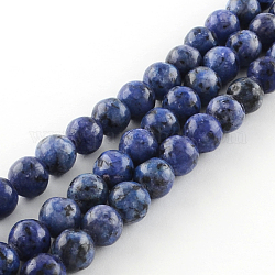 Dyed Natural Sesame Jasper Round Beads Strands, Royal Blue, 10mm, Hole: 1mm, about 38pcs/strand, 14.9 inch