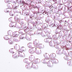 Пластиковые кабошоны, цветок, розовые, 9x9.5x1.5 мм , около 5000 шт / мешок
