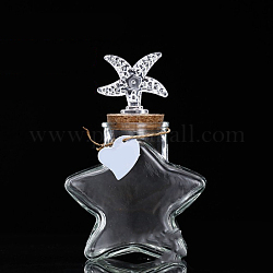 Glass Wishing Bottles Ornament, Bead Containers, Home Decorations, Clear, Starfish, 11x17cm