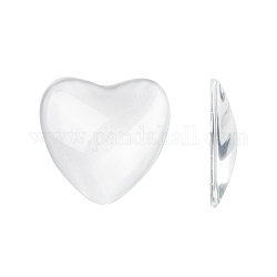 Vetro trasparente cabochon cuore, chiaro, 29x30x7mm