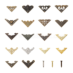 SUPERFINDINGS 18 Styles Antique Iron Box Corner Protectors Auspicious Butterfly Corner Cover with Screws Triangle Decorative Corner Cover for Wooden Furniture Jewelry Box Decoration