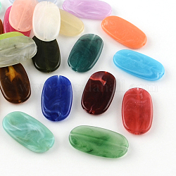 Oval Imitation Gemstone Acrylic Beads, Mixed Color, 29x16x4mm, Hole: 1.5mm