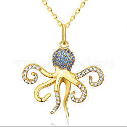 Ожерелья с подвесками из стерлингового серебра Shegrace Octopus 925, с ааа класс фианитами, реальный 14k позолоченный, 15.75 дюйм (40 см)