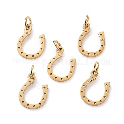 304 Stainless Steel Charms, Horseshoe, Golden, 13x10x1mm, Hole: 3mm