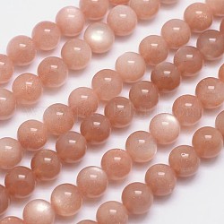 Chapelets de perles de sunstone naturelle naturelles, AA grade, ronde, 10mm, Trou: 1mm, Environ 40 pcs/chapelet, 15.5 pouce