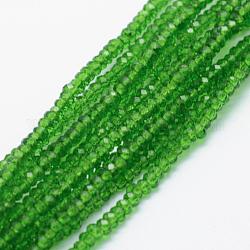 Transparent Glass Beads Strands, Faceted, Rondelle, Lime Green, 2.5x1.5mm, Hole: 0.5mm, about 197~201pcs/strand, 12.9 inch(33cm)