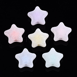 Flockige Acrylperlen, Perle in Perlen, Stern, Mischfarbe, 15x16x9 mm, Bohrung: 2 mm