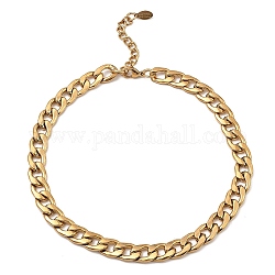 304 acier inoxydable Cuban Link collier de chaîne, véritable 18k plaqué or, 16~16-1/8 pouce (40.5~41 cm)