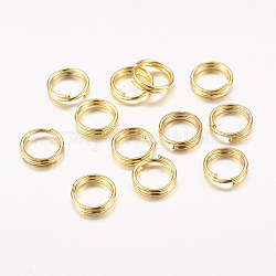 Anillos partidos de hierro, anillos de salto de doble bucle, sin plomo y cadmio, dorado, 6x1.4mm, aproximamente 5.3 mm de diámetro interior, aproximamente 950 unidades / 100 g