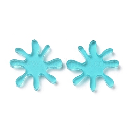 Cabochons acryliques translucides, pour les accessoires de boucle d'oreille de bricolage, fleur, cyan, 20x2mm