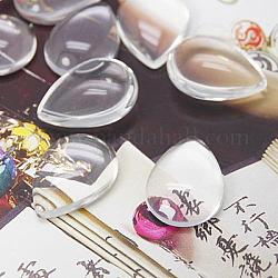 Transparent Glass Cabochons, teardrop, Clear, Size: about 18mm wide, 25mm long, 5~6mm thick
