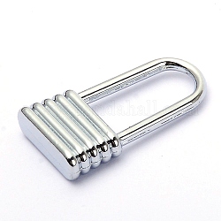 Zinc Alloy Zipper Slider, for Garment Accessories, Lock, Silver, 2.2x1.25x0.4cm, Inner Diameter: 1.3x0.65cm