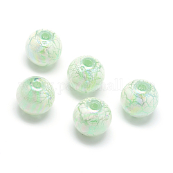 Perles acryliques laquées, style craquelé, couleur ab, ronde, turquoise pale, 10mm, Trou: 2mm, environ 920 pcs/500 g
