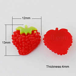 Resin Strawberry Flatback Cabochons, Red, 13x12x4mm