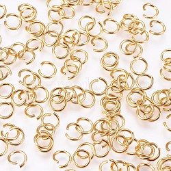 304 anelli di salto in acciaio inox, anelli di salto aperti, vero placcato oro 18k, 20 gauge, 8x0.8mm, diametro interno: 6.4mm