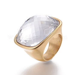Revestimiento iónico (ip) 304 anillas de acero inoxidable, Con cristal facetado, Claro, tamaño de 6~9, 16~19mm