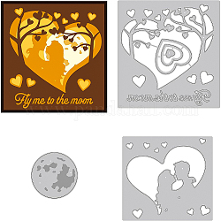 BENECREAT 3 Styles Valentine's Day Metal Cutting Dies, Fly me to The Moon Carbon Steel Embossing Template for Card Making Photo Decorative Paper Scrapbooking, 0.08cm Thick