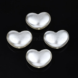 Abalorios de imitación de plástico ABS, corazón, blanco cremoso, 15.5x21x9.5mm, agujero: 2 mm