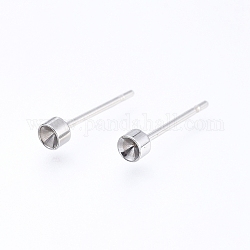 Accessoires des clous d'oreilles en 304 acier inoxydable, pour strass pointu, couleur inoxydable, convient pour strass de 2 mm, 13x3mm, pin: 0.8 mm