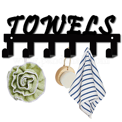 Железные настенные крючки вешалки, декоративная стойка-органайзер с 6 крючком, для сумки ключ для одежды шарф подвесной держатель, слово полотенца, металлический черный, 10x27 см