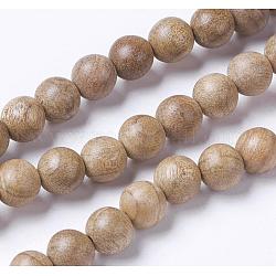 Chapelets de perles en bois naturel, ronde, burlywood, 7.5~8mm, Trou: 1mm, Environ 46 pcs/chapelet, 14.9 pouce (38 cm)
