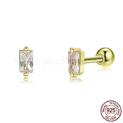 925 миниатюрная прямоугольная серьга-гвоздик из стерлингового серебра с прозрачным кубическим цирконием для женщин, золотые