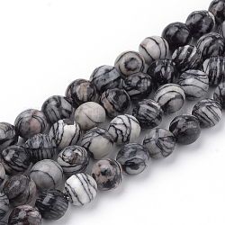 Natürliche schwarze Seide Stein / Netstone Perlen Stränge, facettiert, Runde, 10~10.5 mm, Bohrung: 1.2 mm, ca. 37~40 Stk. / Strang, 14.9~15.1 Zoll (38~38.5 cm)