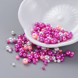 ABS Kunststoff Nachahmung Perle, keine Lochkorne, UV-Harzfüller, Epoxidharz Schmuckherstellung, Runde, Magenta, 2.3~4.7 mm, ca. 250 Stk. / Beutel