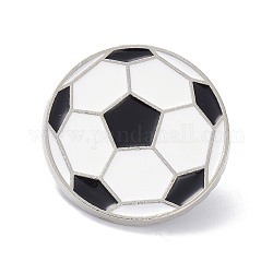 Football Alloy Enamel Brooch, Enamel Pin, White & Black, Platinum, 26x10mm