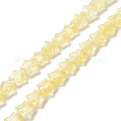 Transparent perles de verre brin, étoiles du nord, jaune clair, 10x10x4mm, Trou: 0.8mm, Environ 40 pcs/chapelet, 13.39~14.17 pouce (34~36 cm)