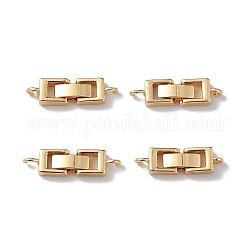 Rack Plating Brass Fold Over Clasps with Loops, for Bracelet Necklace Making, Cadmium Free & Lead Free, Long-Lasting Plated, Golden, 22x7x4mm, Hole: 1.6mm