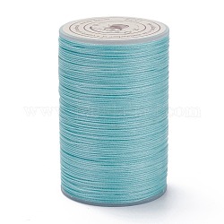 Ficelle ronde en fil de polyester ciré, cordon micro macramé, cordon torsadé, pour la couture de cuir, lumière bleu ciel, 0.3~0.4mm, environ 174.98 yards (160 m)/rouleau