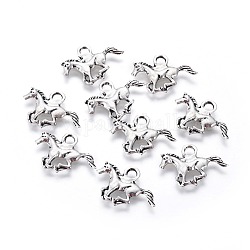 Horse Tibetan Style Alloy Charms, Cadmium Free & Lead Free, Antique Silver, 14.5x21x2mm, Hole: 3mm, about 1075pcs/1000g