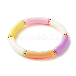 Карамельный цвет акриловые изогнутые бусины стрейч браслет для девочек женщин, красочный, внутренний диаметр: 2-1/8 дюйм (5.4 см)