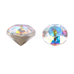 Cabochons de strass en K9 verre , dos et dos plaqués, facette, diamant, cristal ab, 6x4mm