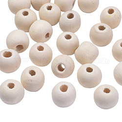Perle di legno non finite naturali, perline di macramè, perle tonde grandi in legno per artigianato, navajo bianco, 12x10.5mm, Foro: 4 mm, circa 1750pcs/1000g