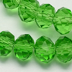 Handmade Glass Beads, Faceted Rondelle, Lime Green, 6x4mm, Hole: 1mm, about 90~93pcs/strand