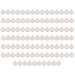 Позолоченные подвески из эмалевого сплава, эмалированные блестки, плоско-круглые, белые, letter.p, 14x12x2 мм, отверстие : 1.5 мм, 100 шт / коробка