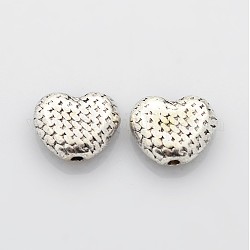 Tibetan Style Alloy Beads, Heart, Mother's Day Gifts Making, Lead Free & Nickel Free & Cadmium Free, Antique Silver, about 8.5mm long, 10mm wide, 4mm thick, hole: 2mm