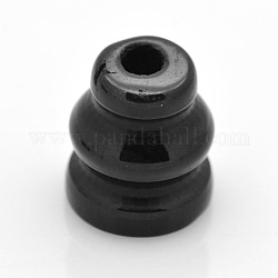 Abalorios gurú de ágata negro naturales para el budismo, cuentas perforadas en t, 8x7mm, agujero: 1.7 mm